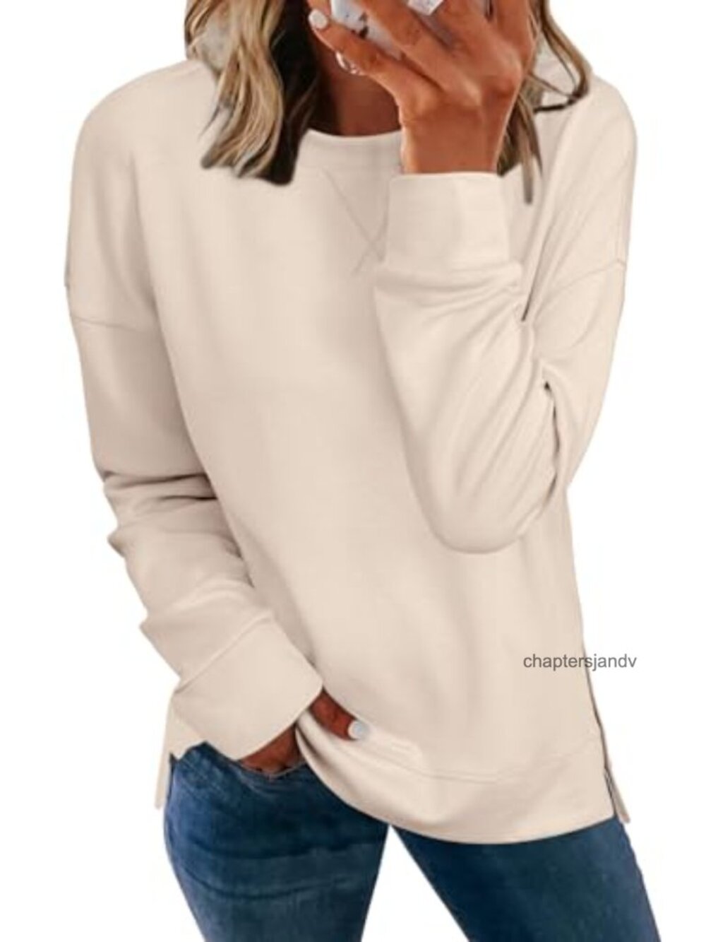 Women's Long Sleeve Crewneck Sweatshirt Lightweight Soft Loose Pullover